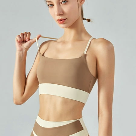 

ActFu Sports Vest Bra Shock-proof High Elasticity Trendy Tight Spaghetti Strap Sports Vest Bra