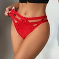 thumbnail image 2 of LNWUY Low Waisted Thongs for Women Fashion Lace Seamless Thin Breathable Underwear T-Back See Through Panties Red L, 2 of 5
