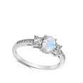 thumbnail image 4 of CHOOSE YOUR COLOR Clear CZ White Simulated Opal Ring .925 Sterling Silver Band Female Size 9, 4 of 4