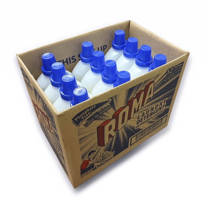 Roma Liquid Detergent Box (Contains 12 Bottles of 33.81 fl oz).  It can be used wor washing clothes and cleaning floors, tiles and other surfaces.