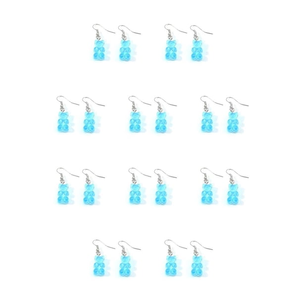 Qarigey Gancho para la oreja Color caramelo Regalo del día de San Valentín Forma de oso Pendiente de gota Colgante Accesorios populares Pendientes lago azul 10piezas Qarigey CBP277390