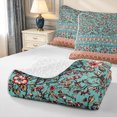 thumbnail image 4 of meiyoeat Boho Floral Quilt King For Girls,Border Print King Coverlet Set,Teal Multicolor,3 Pieces,1 Bedspread and 2 Pillowcases, 4 of 7
