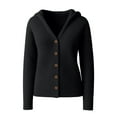 thumbnail image 4 of UJNDER Women's Knitted Hooded Cardigan Coat with Buttons for Casual Autumn and Winter Outfits and Fashion Black M, 4 of 4