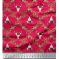 thumbnail image 1 of Soimoi Pink Cotton Jersey Fabric Floral & Cow Skull Head Damask Print Fabric by the Yard 58 Inch Wide, 1 of 3