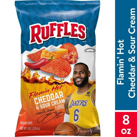 Ruffles Potato Chips Flamin  Hot Cheddar and Sour Cream Flavored  8 oz