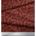thumbnail image 2 of Soimoi Red Japan Crepe Satin Fabric Snowflake & Red Berries Fruits Printed Fabric 1 Yard 42 Inch Wide, 2 of 3