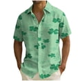 thumbnail image 3 of oelaio St Patricks Day Hawaiian Bowling Shirts for Men Short Sleeve Shamrock Printed Button Down Shirt Big and Tall Beach Party Shirts Multicolor XXXL, 3 of 8