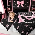 thumbnail image 3 of meiyoeat Bowknot Alphabet B Twin Comforter Sets For Girls,Kids Pink Coquette Bow Bedding Set,Pink Reversible,2pcs, 3 of 7