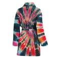 thumbnail image 2 of Black Backed Tie Dye Women Bathrobe One Size Univeral Fits, Tie Dye Pattern Fashion Lightweight Plush Fleece Long Robe For Women, 2 of 3