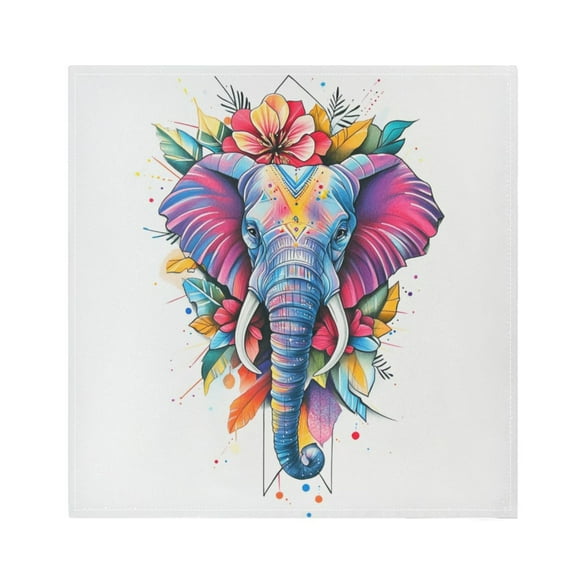 Napkin Satin Napkin 20*20Inchx1 Kitchen Towel Dinner Plate Towel Decorative Towel Napkin Tea Towel Suitable For Kitchen Table Color Art Elephant