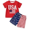 thumbnail image 3 of VOUZZA Boys Independence Day Outfit 4th of July Short Sleeve Shirt and Shorts 2-Piece Set Patriot Holiday Clothes Kids, 3 of 3