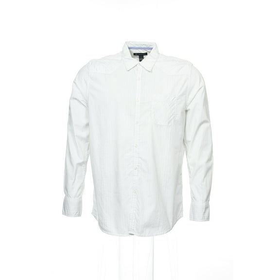 INC International Concepts White Pinstripe Button Down Shirt Sport , Size Large