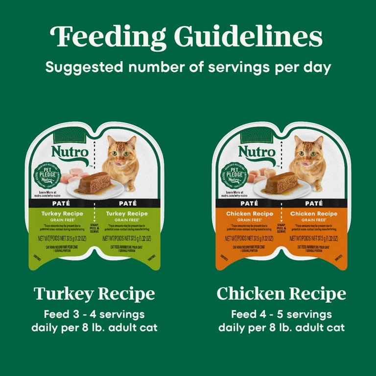 Nutro Wet Cat Food Pate Multipack Chicken Recipe Turkey Recipe 12 2.64 Oz. Trays