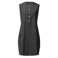 thumbnail image 4 of QATAINLAV Summer Dresses for Women 2025 Sleeveless Tank Dress Solid Casual Button Crewneck Mini Dresses with Pockets Vacation Clothes Black L Birthday Gifts, 4 of 5