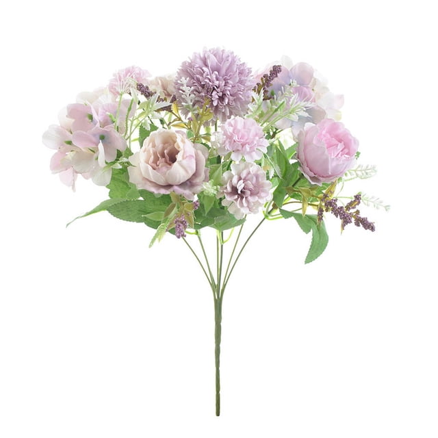 Wosthever Decoración para el hogar, flor de peonía Rosa Artificial, tela de seda, ramo de flores falsas, accesorio de fotografía para Flores artificiales morado claro PC 1