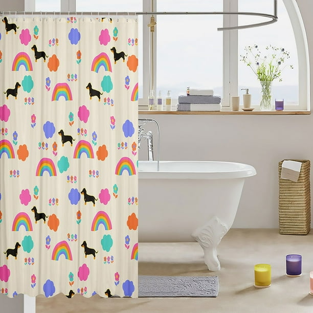 Dachshund Shower Curtain - Rainbow Dachshund Shower Curtain - Rainbow