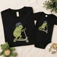 thumbnail image 3 of Funny Frog Dad And Baby Matching Outfit, Scooter Frog Shirt And Bodysuit, New Dad Gift, Family Matching Set, 3 of 6