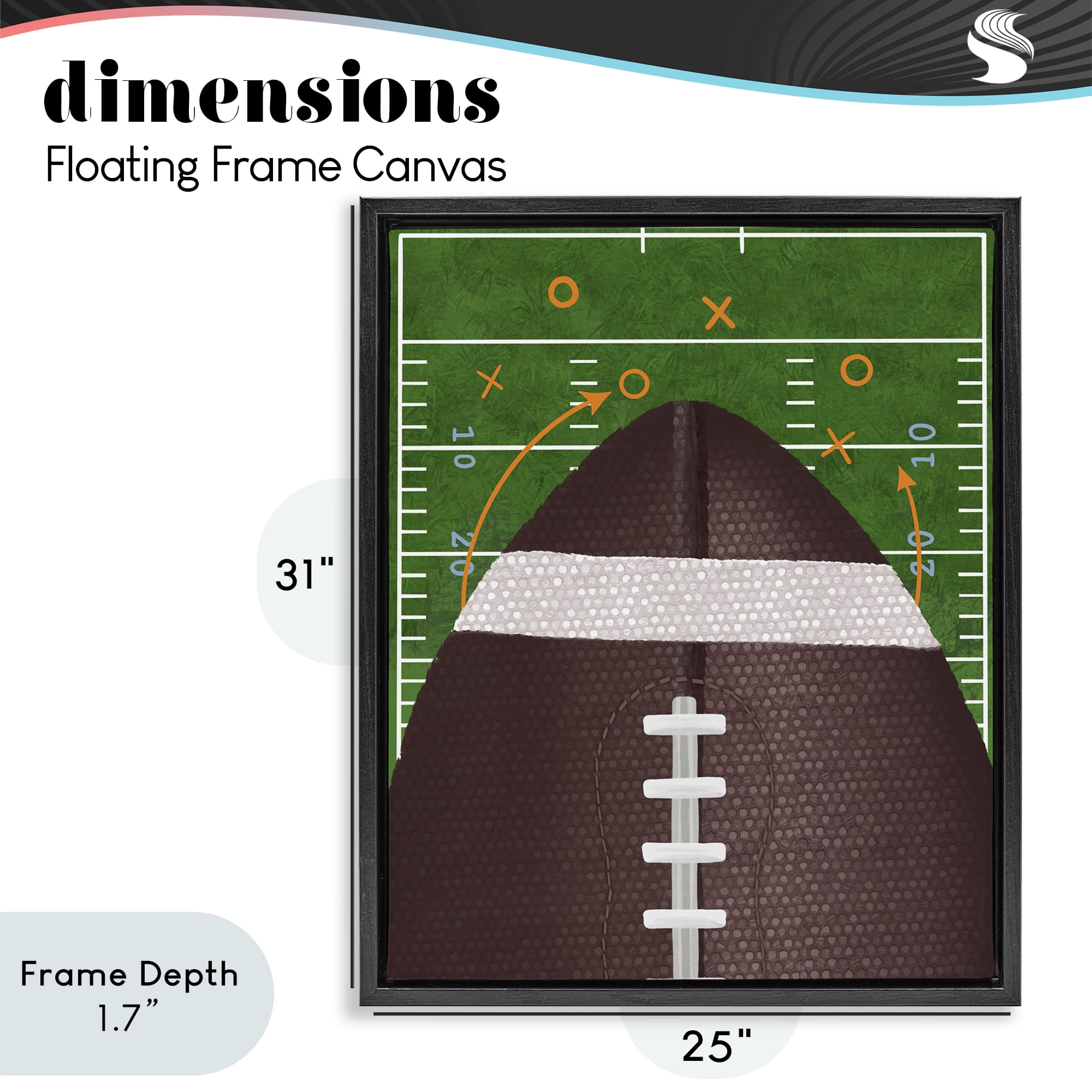 Stupell Industries Football Field Tactics Black Framed Floater Canvas Wall Art, design by Jennifer Stith