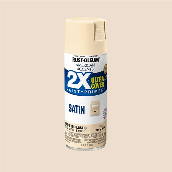 Ivory, Rust-Oleum American Accents 2X Ultra Cover Satin Spray Paint-327944, 12 oz