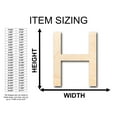 thumbnail image 2 of Unfinished Wood Arial Letter H Shape - Craft - up to 46" DIY 30" / 1/4", 2 of 3
