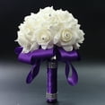 thumbnail image 3 of Kmbangi Artificial Wedding Bride Bouquet Romantic Handheld Bridesmaid Flower with Ribbon, 3 of 9
