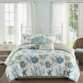 thumbnail image 2 of Madison Park Pebble Beach 6 Piece King/Cal King Cotton Sateen Duvet Cover Set Aqua, 2 of 6
