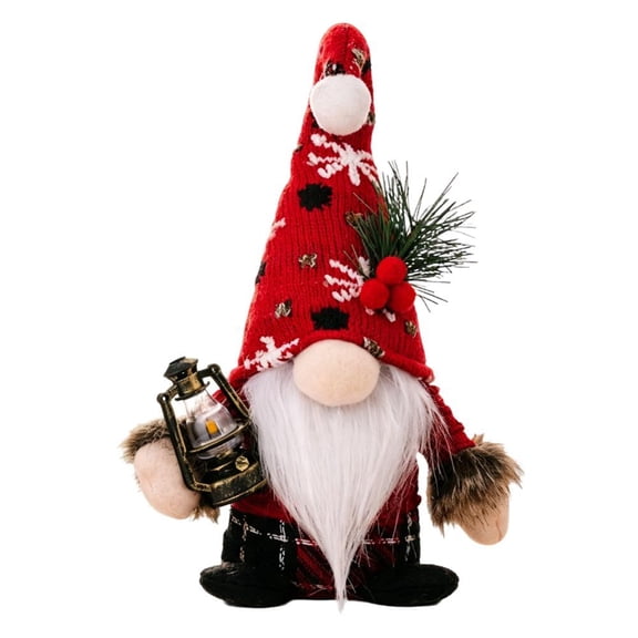 Nordic Christmas Plush Gnome with Gingerbread Pinecone, Scandinavian Tomte Tabletop Decor for Desk Shelf Fireplace