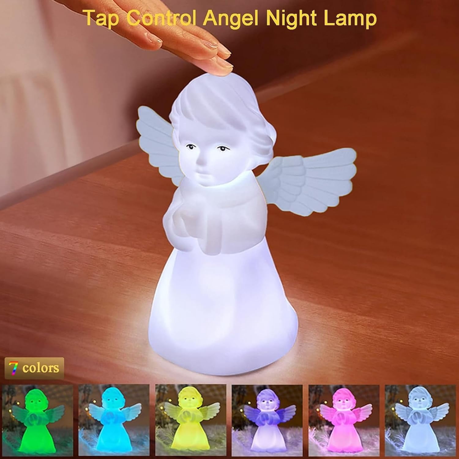 Night Light for Kids, Multi-Color Angel Silicone Lamp with Tap Control, Rechargeable LED Beside Night Lights, Dimmable Cute Nursery Night Light Gift for Boys Girls Baby Toddlers Teen