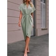 thumbnail image 3 of EASYBRAUS Women V Neck Sleeveless A Line Midi Dress Solid Color Spring Summer 2024 Elegant Casual S-XL, 3 of 7