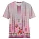 thumbnail image 4 of Fiudx Ofertas Flash Del Día Top Casual de Manga Corta con Cuello Redondo y Estampado Retro para Mujer, 4 of 4