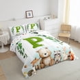 thumbnail image 3 of Feelyou Cartoon Monogrammed P Bedding Comforter Set for Kids, Jungle Raccoon Twin Comforter Sets, Cute Animal Wildlife Reversible Bedding Set, Ultra Soft Bedroom Decor, 2 Pieces, 3 of 8