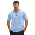 thumbnail image 2 of Yifymode Men’s Henley Shirt Casual Short Sleeve T-Shirt for Summer Beach Vacation,Sky Blue 2XL, 2 of 4