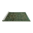 thumbnail image 2 of Ahgly Company Machine Washable Indoor Round Persian Turquoise Blue Traditional Area Rugs, 4' Round, 2 of 4