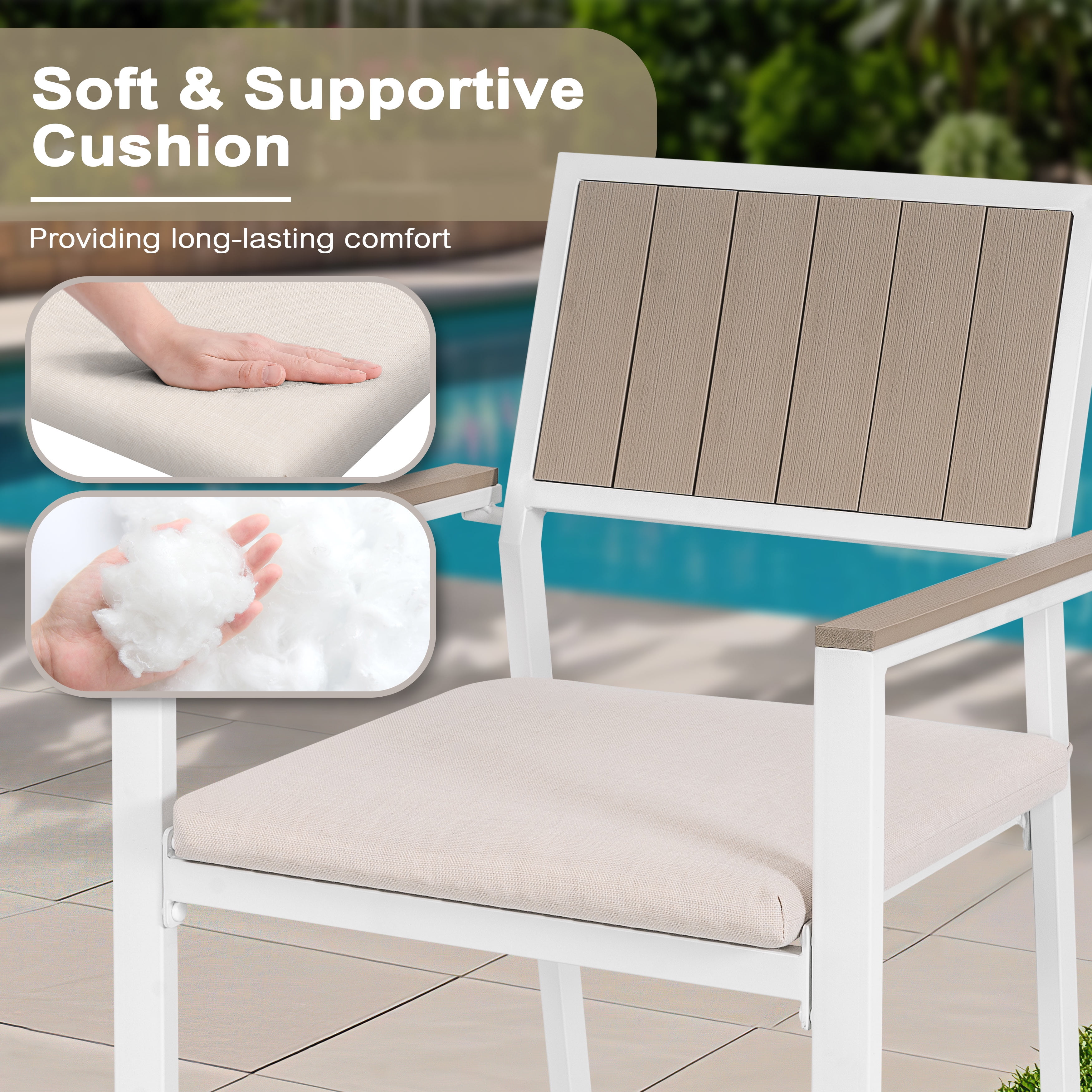 Nuu Garden Outdoor Patio Chair Cushions Set of 2, Outdoor Seat Cushions for Patio Furniture Patio Chair Cushions with Zippers, Square Outdoor Chair Pads, Beige