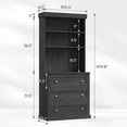 thumbnail image 3 of 71" Tall Farmhouse Kitchen Pantry, Large Freestanding Storage Cabinet with Drawers, Coffee Bar Hutch with Microwave Stand and Adjustable Shelves for Kitchen and Living Room, Black, Set of 2, 3 of 8