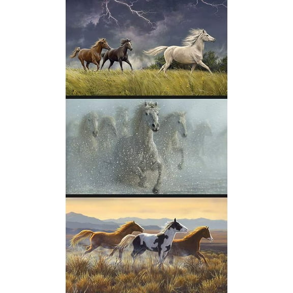 Wild Horses Pillow Cotton Panel