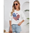 thumbnail image 2 of American Flag Sweaters for Women 4th of July Independence Day Patriotic Stars Sweater Heart Y2K Long Sleeve Crewneck Striped Sweater Alsol Lamesa, 2 of 4