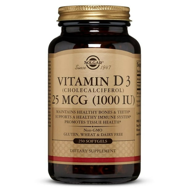 Solgar Vitamin D3 (Cholecalciferol) 1000 IU 250 Softgels FRESH Made In