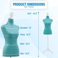 thumbnail image 3 of FDW Women's Adjustable Dress Form Mannequin, 50-63 Inches, Fabric Cover, Heavy-Duty Tripod Stand, Green, 3 of 7