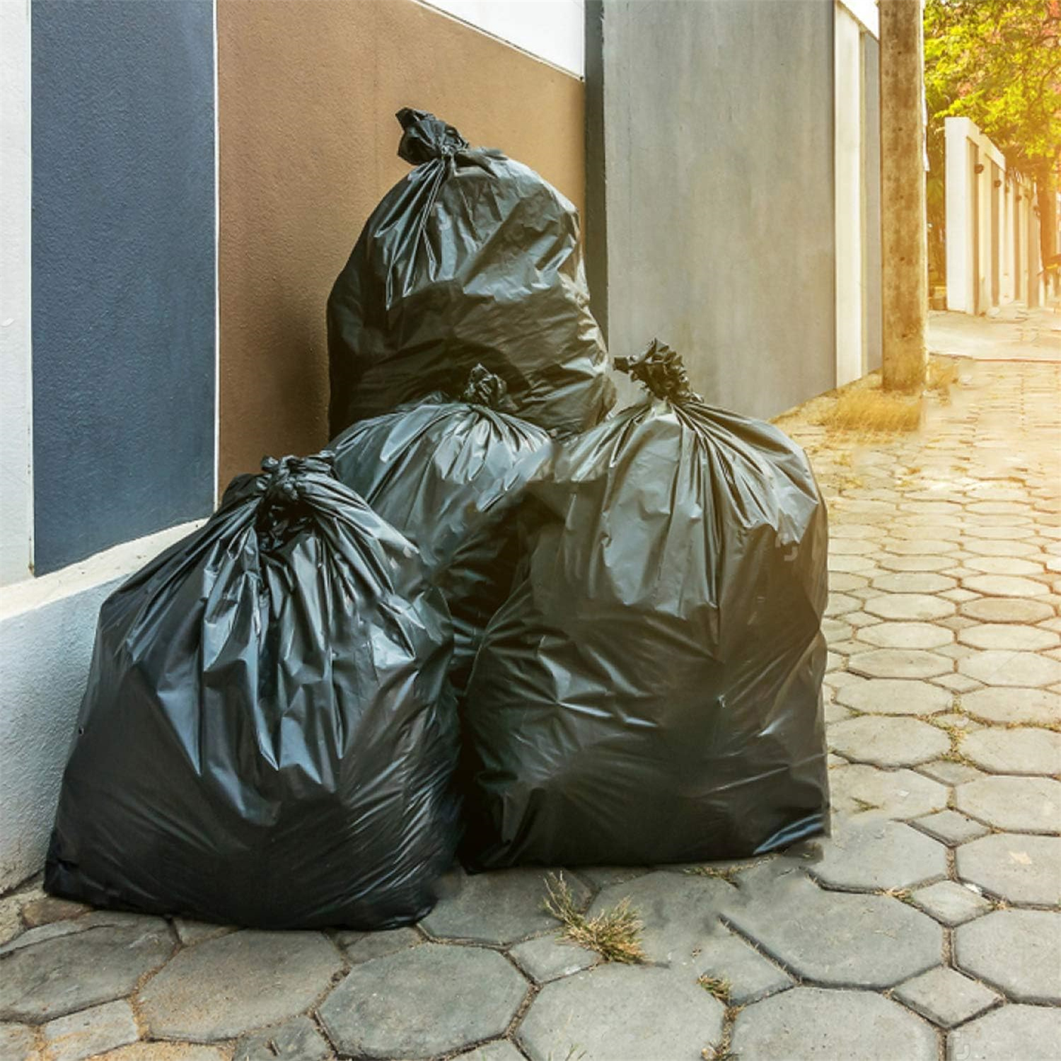 45 Gallon Trash Bags, (Value-Pack 100 Bags w/Ties) Extra Large Black Garbage Bags - 39 Gallon - 40 Gallon - 42 Gallon - 44 Gallon - 45 Gallon Large Trash Bag Can Liners Capacity