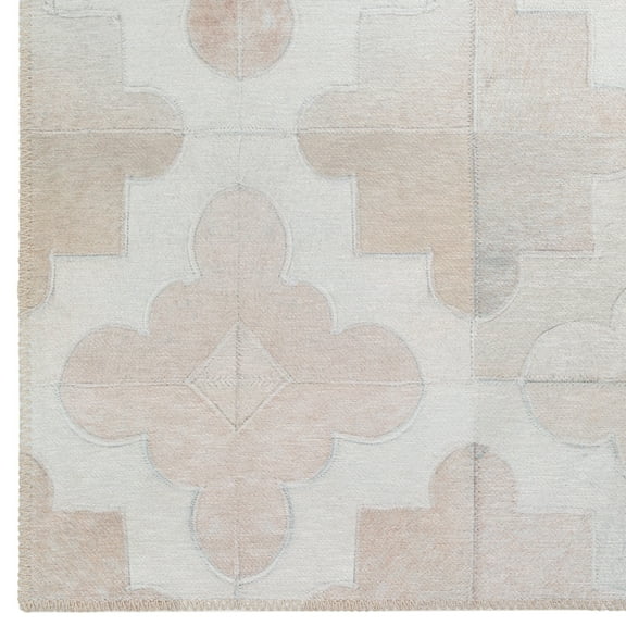Addison Rugs Indoor/ Outdoor Laredo Moroccan Faux Hide Patchwork Washable Area Rug 1'8" x 2'6" - Ivory