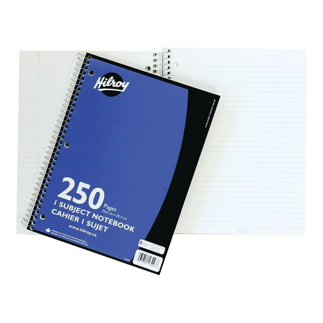 Hilroy® Coil Notebooks 3 Hole with Margin 1 Subject, 10-½ X 8, 250 Pages