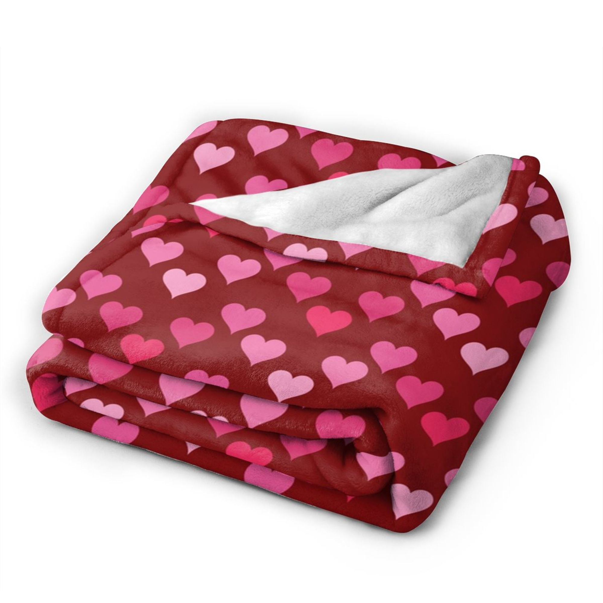 Douzhe Ultra Soft Micro Fleece Lightweight Flannel Bed Blanket Romantic Red Pink Heart Print Cozy Warm Throw Blankets 50 X40 Red 50 X40