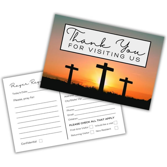 Lashicorn Church Visitor Cards to fill out Welcome Prayer Request  50 pk 4 x 6 Postcards Pack Bulk Thank You For Visiting Pew Tracts Soul Winning Three Crosses Jesus Saves
