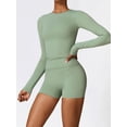 thumbnail image 3 of Nituyy Ensemble de Yoga Deux Pièces pour Femmes Manches Longues Col Rond Hauts et Shorts Tenue Active, 3 of 6
