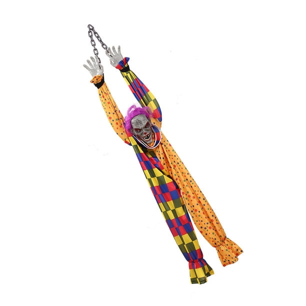 Yuarrent El espeluznante payaso colgante agrega miedo y diversión a los payasos de la fiesta de Halloween con tela y ojos rojos brillantes Kits de decoración para fiestas