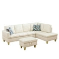 thumbnail image 3 of Sectional Couch, L Shaped Couch with Storage Ottoman, Leather Sofas for Living Room Apartment, Modern 3 Piece Sofa Set, Right Chaise, White, 3 of 5