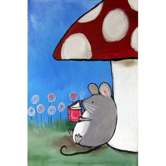 Marmont Hill "Book Mouse" by Andrea Doss Painting Print on Wrapped Canvas