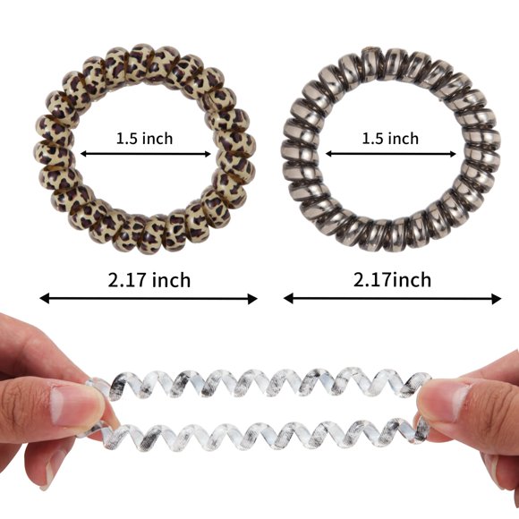 Attaches de Cheveux en Spirale Léopard Sans Pli Colorées Sans Trace Élastiques pour Femmes Filles Queue de Cheval Multicolores 12 Pcs (L
