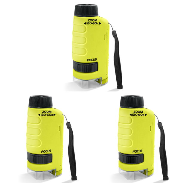 Mini microscopio bolsillo con LED laboratorio juguete científico para 60-120x (microscopio) amarillo